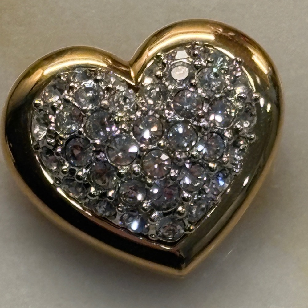 Swarovski Heart Gold & Clear Crystal  Brooch Pin Pendant Faux Diamond Swan